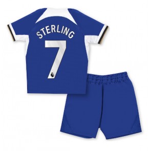 Chelsea Raheem Sterling #7 Hjemmebanesæt Børn 2023-24 Kort ærmer (+ korte bukser)